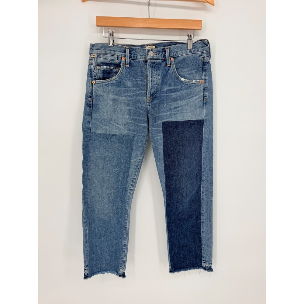 Citizens of Humanity Patchwork Jeans 26 Blue Two-Tone‎ Raw Hem Streetwear Boho